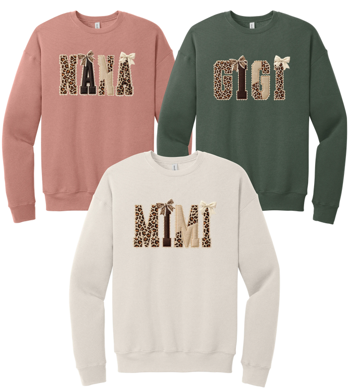 Grandma Leopard Applique Crewneck Sweatshirt