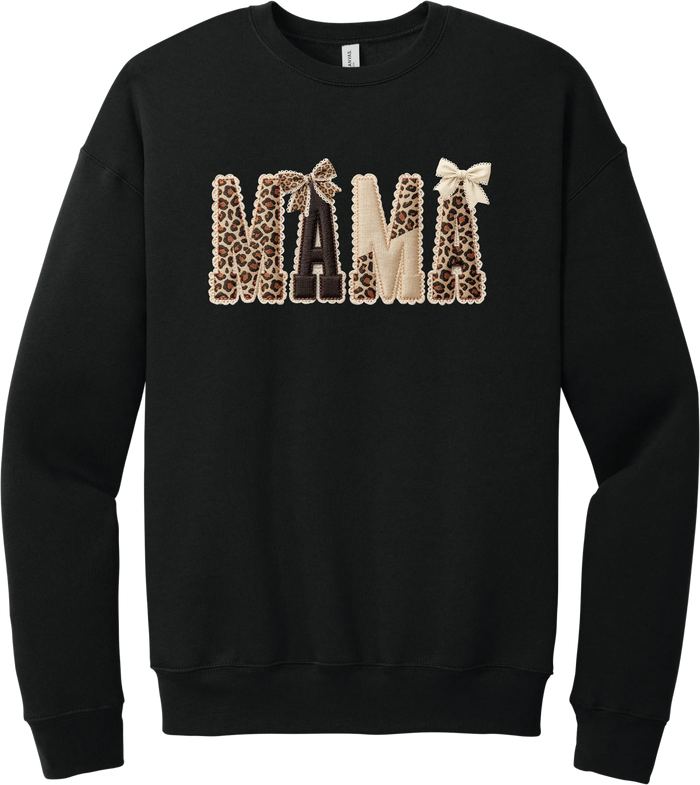 Mama Leopard Applique Crewneck Sweatshirt