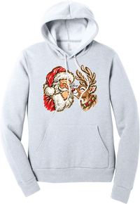 Santa and Rudolph Boop hoodie in Ash, featuring a hand-painted vintage Santa booping a smiling reindeer on its red nose