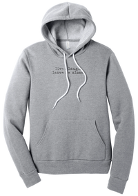 Live Laugh Leave Me Alone hoodie in Athletic Heather, featuring live. laugh. leave me alone. in distressed black typewriter letters