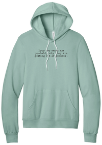 Your Two Cents hoodie in Dusty Blue, featuring Your two cents are probably why they are getting rid of pennies in distressed black typewriter letters